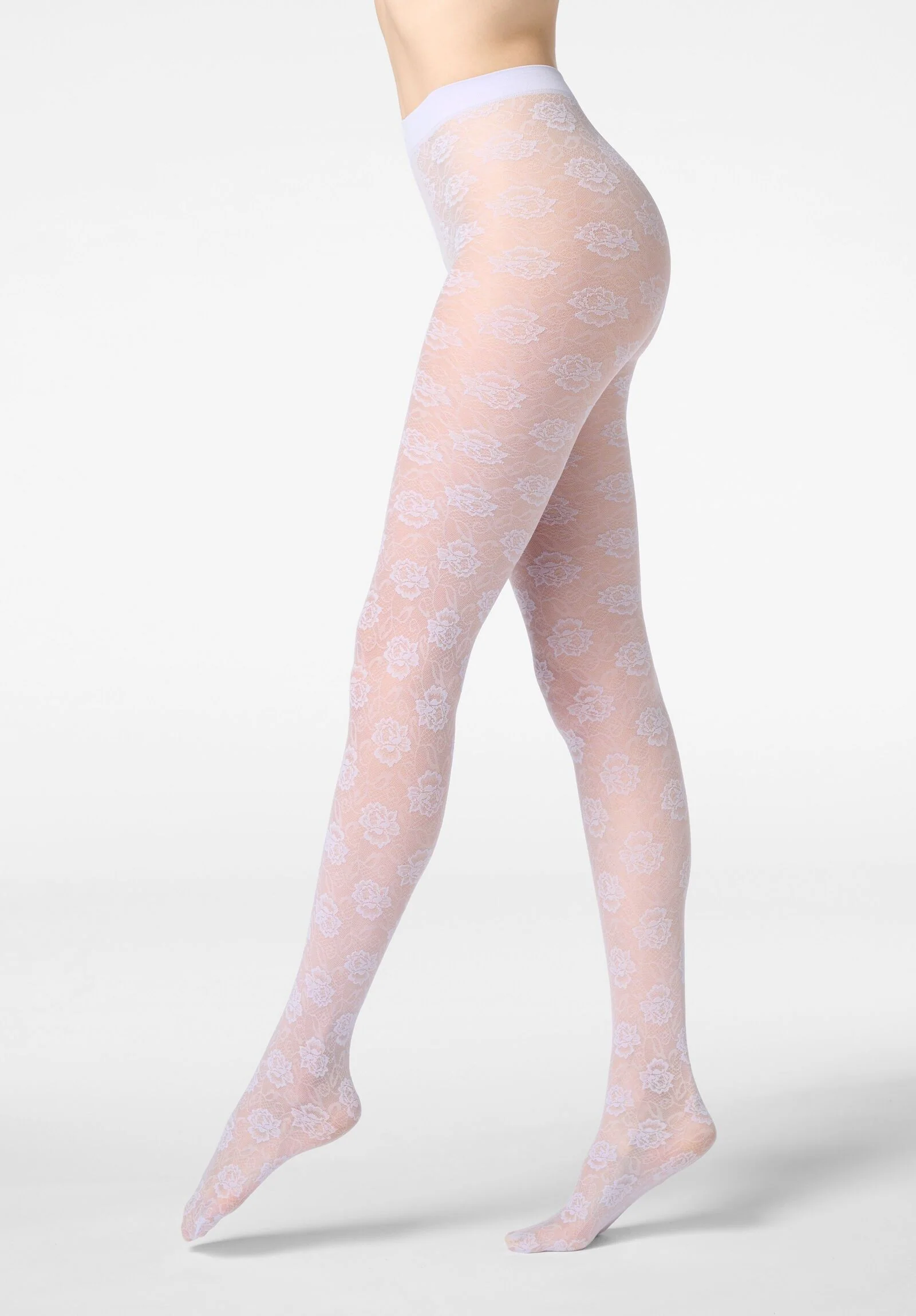 Image of Collant semi Velato effetto Pizzo Lace Allure 30 - Lilla 12