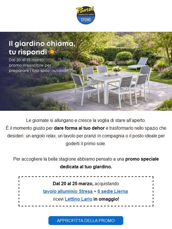 Arreda il tuo giardino e ricevi un lettino in omaggio!