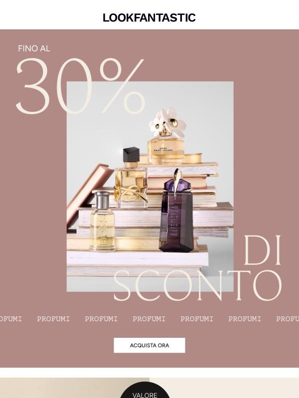 Fino al -30% su profumi