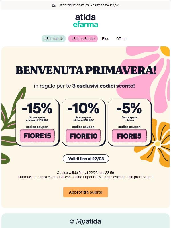 🌸 La primavera porta Sconti fino al -15%!