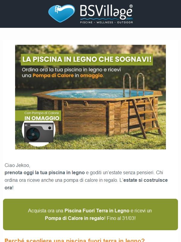 Ultimi giorni! Ordina ora la piscina in legno: Pompa di calore in regalo!