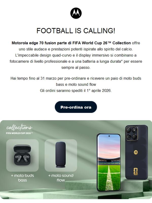 Preparati al gioco con motorola edge 70 fusion parte di fifa world cup 26™ collection ⚽