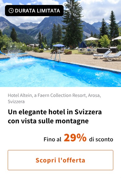 Un elegante hotel in Svizzera con vista sulle montagne