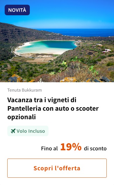 Vacanza tra i vigneti di Pantelleria con auto o scooter opzionali