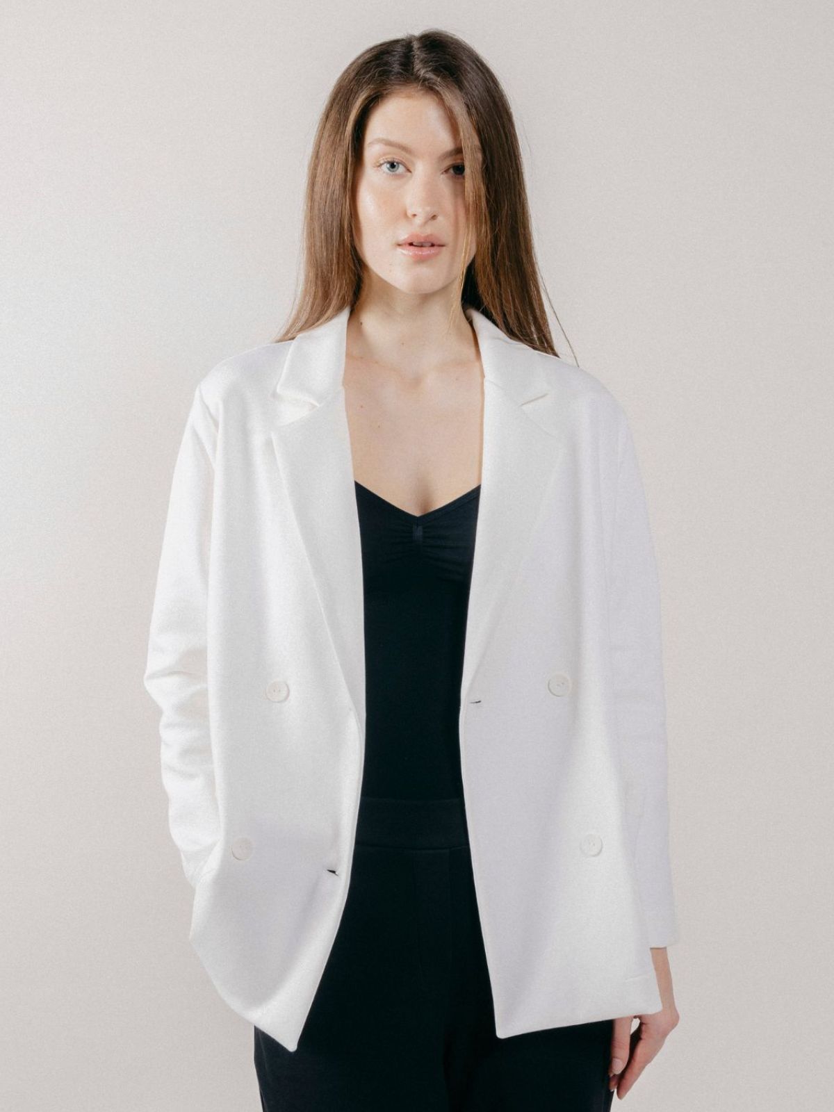 Giacca Blazer Doppiopetto in Interlock White
