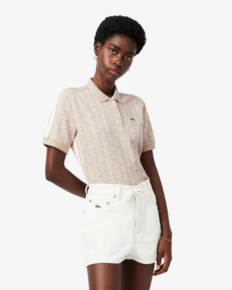 Polo Slim Fit in Jacquard Monogramma / Beige