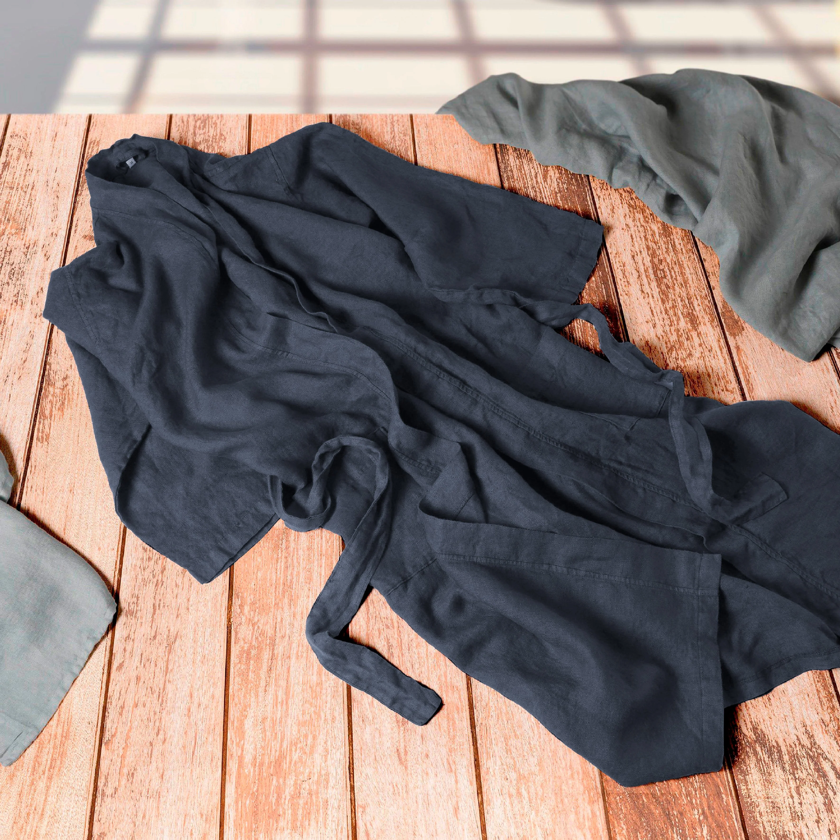 Image of Accappatoio Kimono in Panamà <br>di Puro LINO - <b>Panamà