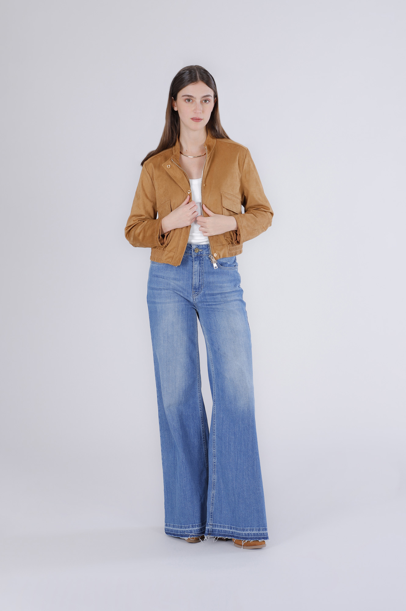 Image of biker in ecosuede tabacco