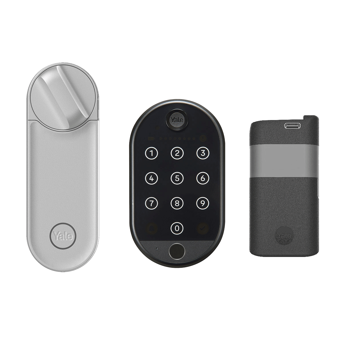 Image of Smart Lock Linus® L2 Argento + Tastierino Smart 2 con Impronta Digitale + Pacco Batteria
