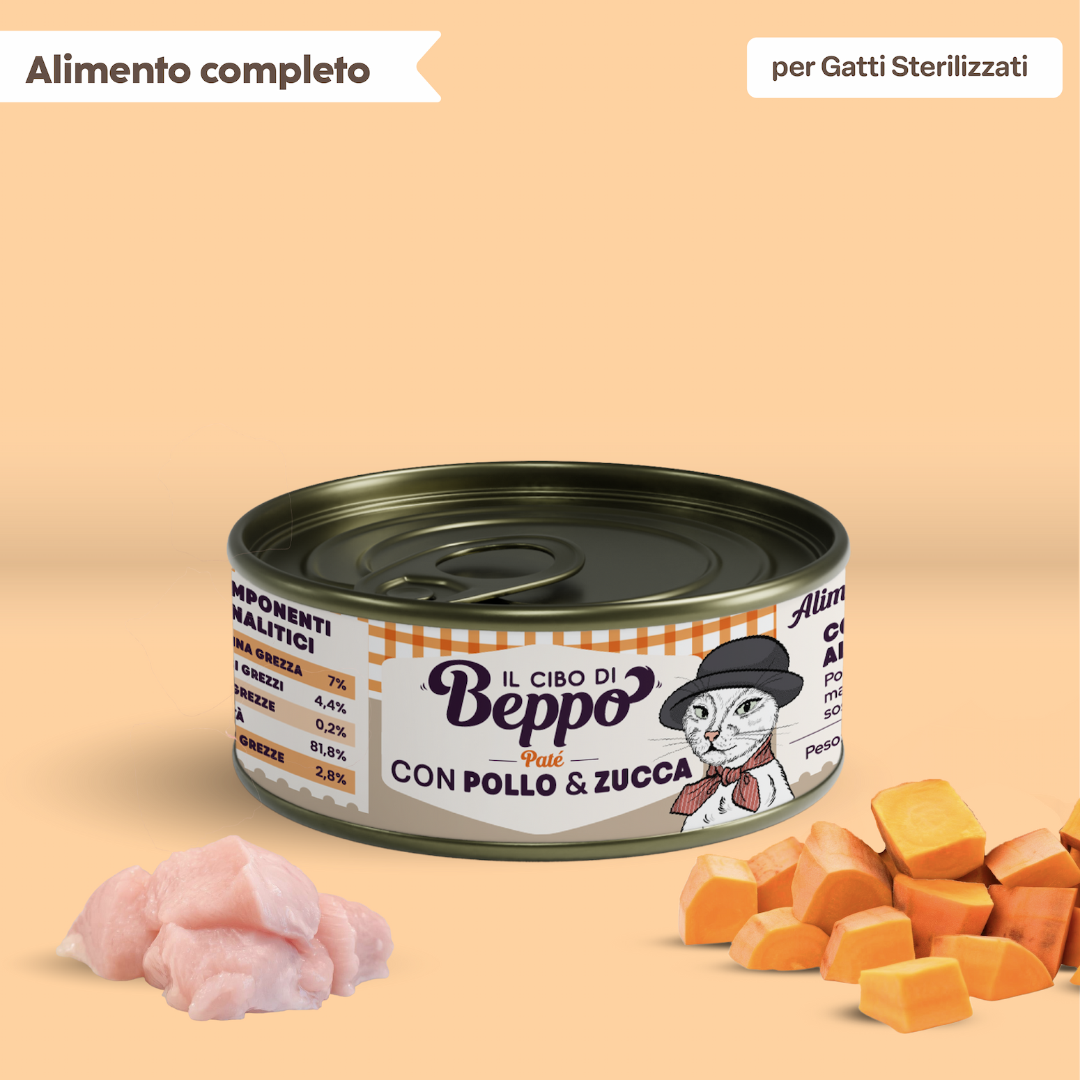 umido in lattina pate pollo e zucca