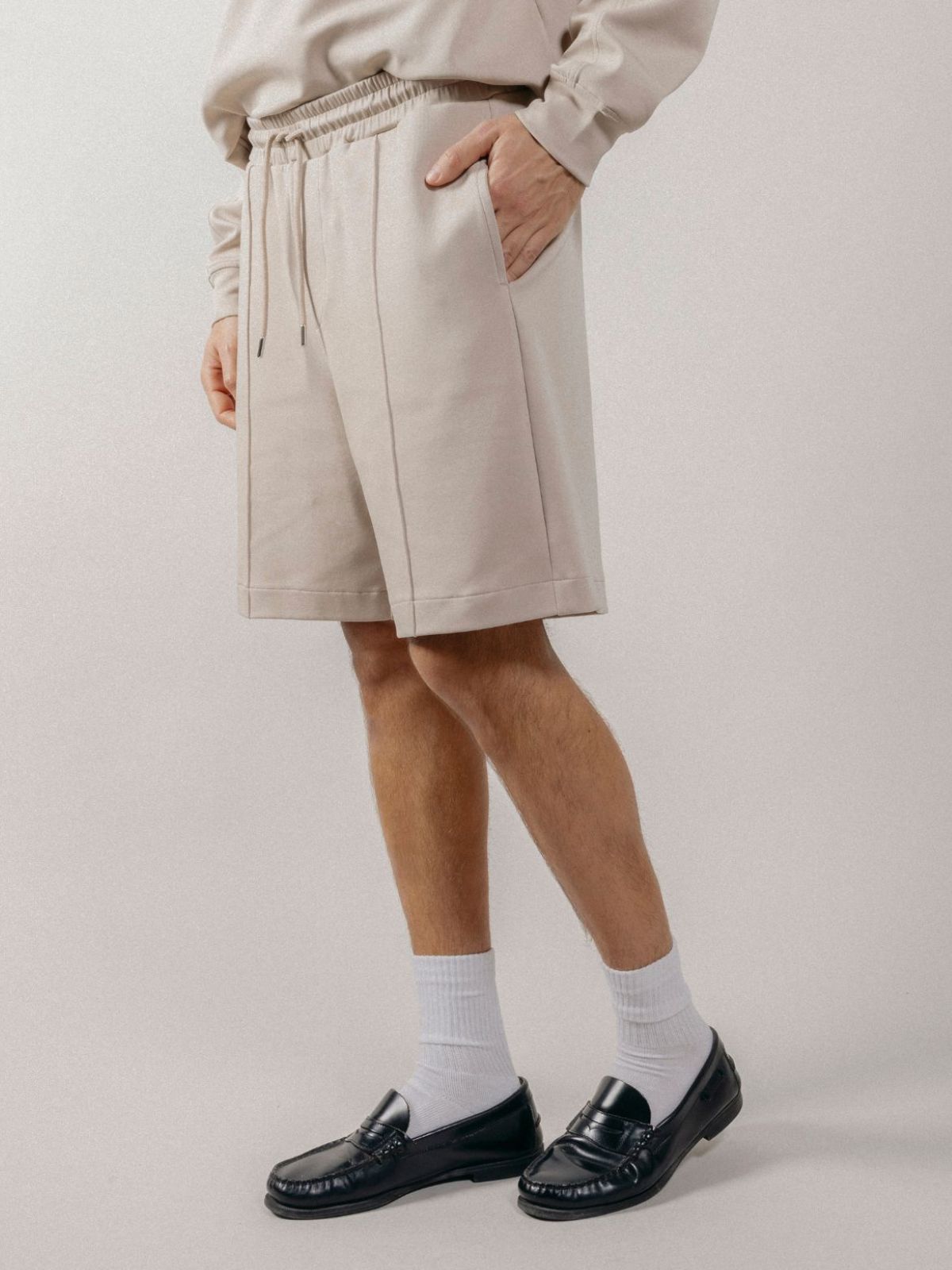 Pantaloncino Loose Fit in Interlock Beige