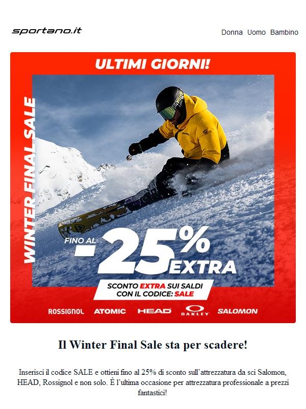Ultime ore dei saldi invernali! Ti aspetta ancora uno sconto fino al 25%!