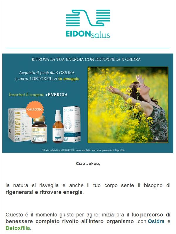 Offerta speciale 1 Detoxfilla OMAGGIO acquistando il pack da 3 OSIDRA
