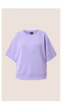 Felpa con applicazioni, scollo a girocollo, mezze maniche e modal