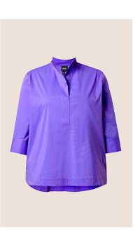 Blusa con rifiniture, collo alto e maniche a 3/4