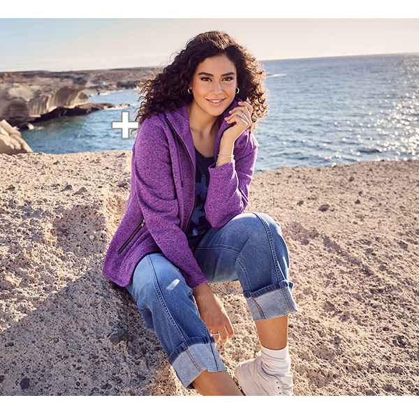 Giacca di maglia e pile con cappuccio e tasche con zip