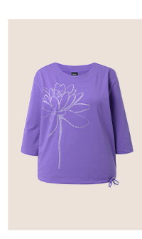 Maglia con applicazioni, fascia nell'orlo, scollo a girocollo e maniche a 3/4