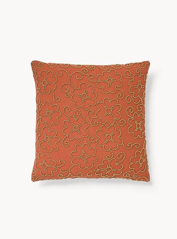 Cuscino in puro cotone con applicazione borchie 45x45cm