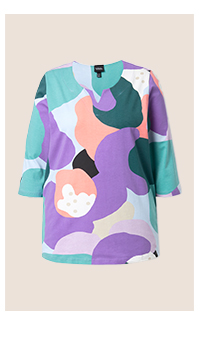 Maglia dal taglio svasato con scollo a tunica e maniche a 3/4