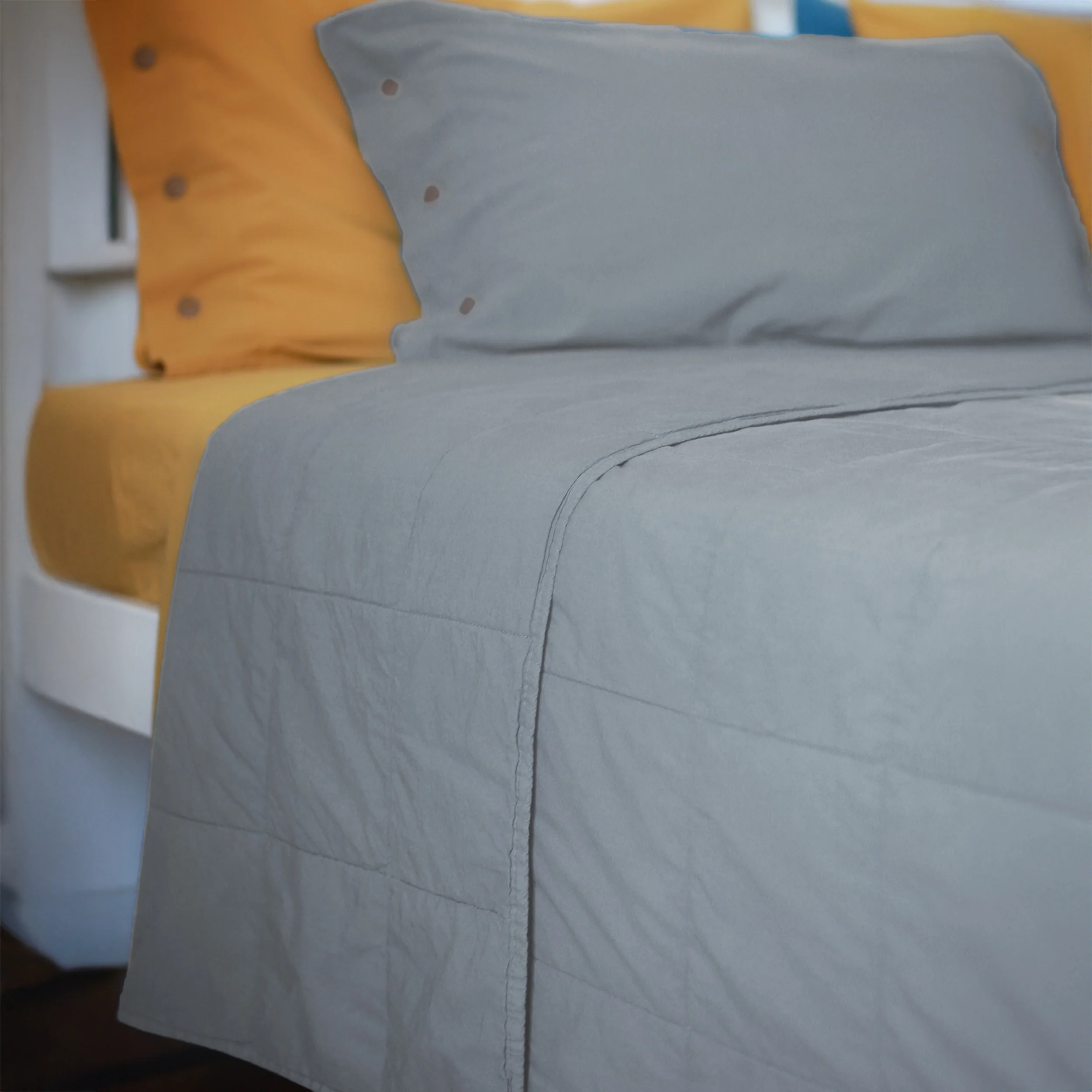 Image of Trapuntino Leggero in Percalle di <br>Cotone StoneWashed - <b>Husky