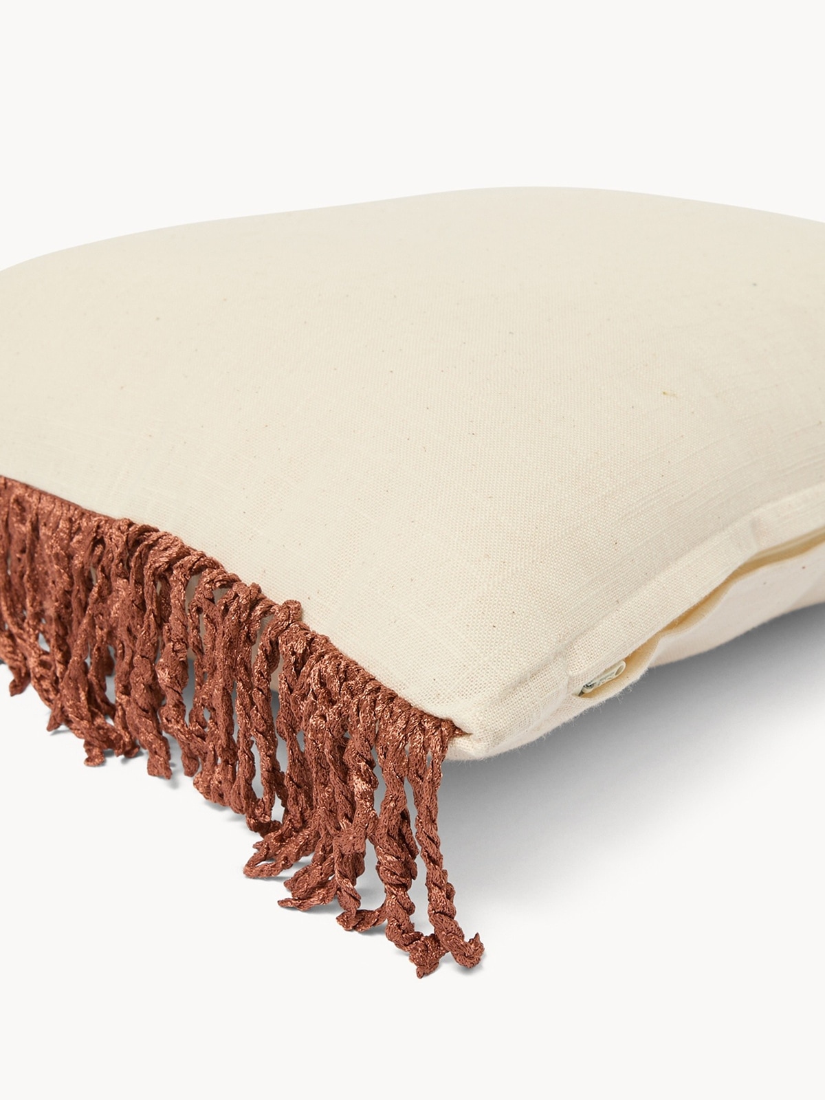 Cuscino in slub di cotone con frange 35x50cm