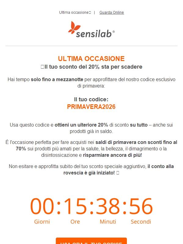 Il tuo codice sconto scadrà tra 3,2,1...