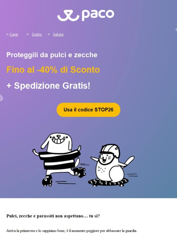 🚨 Scatta la promo antiparassitari: fino al -40% + spedizione gratis!