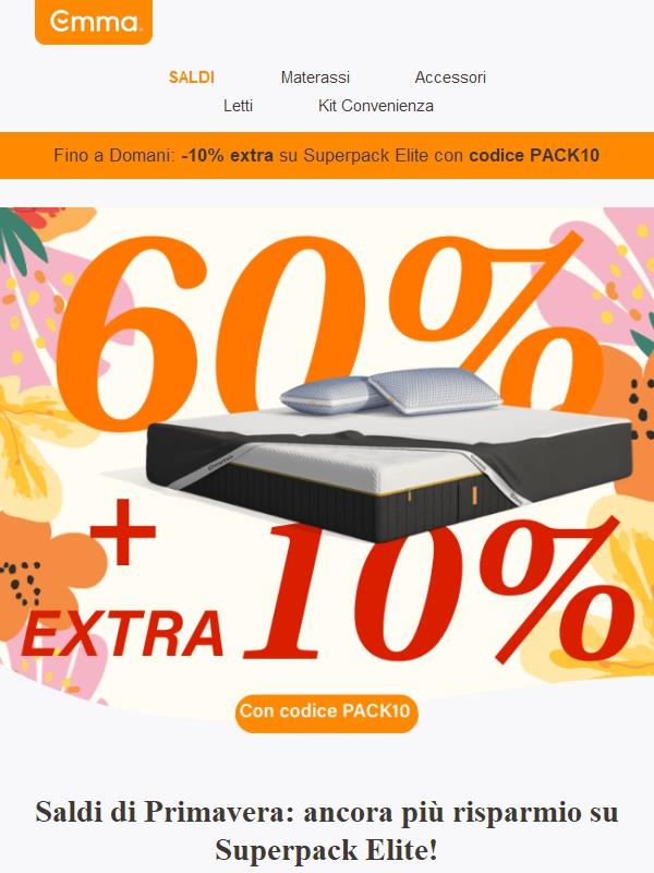 Saldi di Primavera: 60% + 10% su Superpack Elite 🛏️🌼 Fino a Domani!