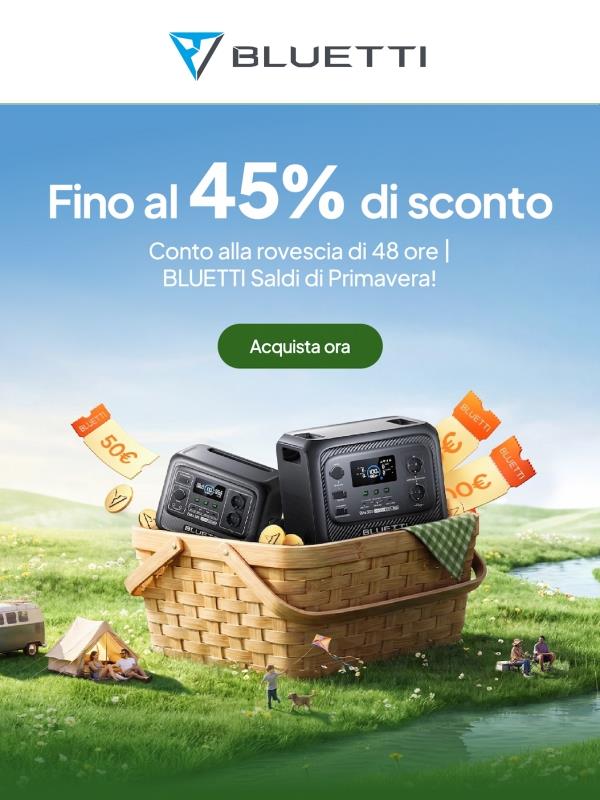 ULTIME 48 ORE: Fino al 45% di sconto | BLUETTI Saldi di Primavera