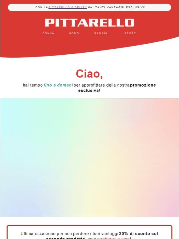 Ultime ore ⏳ -20% sul 2° articolo 🛍️