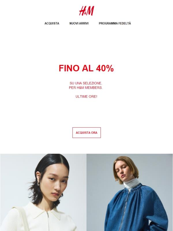 Ultime ore: fino al 40% per H&M Members