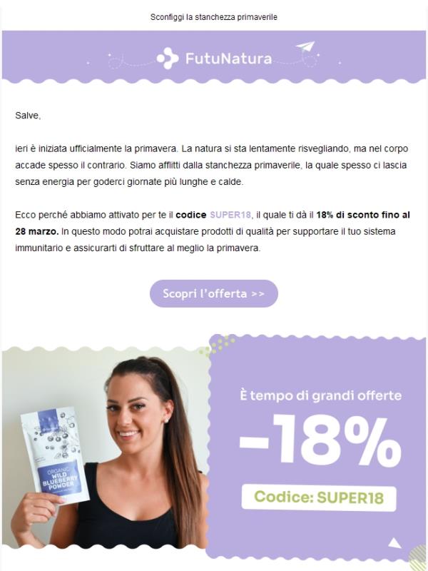 A marzo arriva il 18% di sconto 🍃