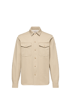 Camicia a maniche lunghe in gabardine di misto cotone
