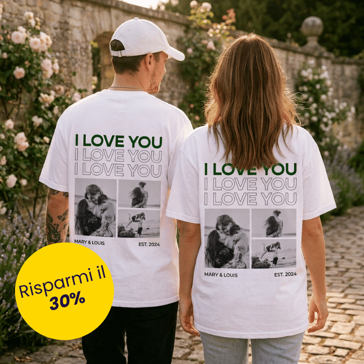 Image of Set regalo 2 T-shirt con foto in bianco e nero e testo