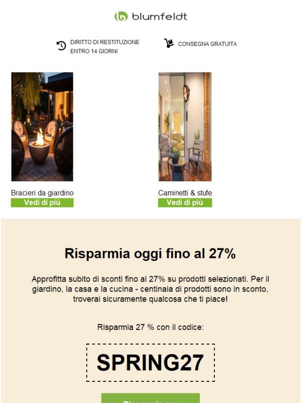Solo  per oggi: risparmia fino al 27% su una selezione di prodotti!