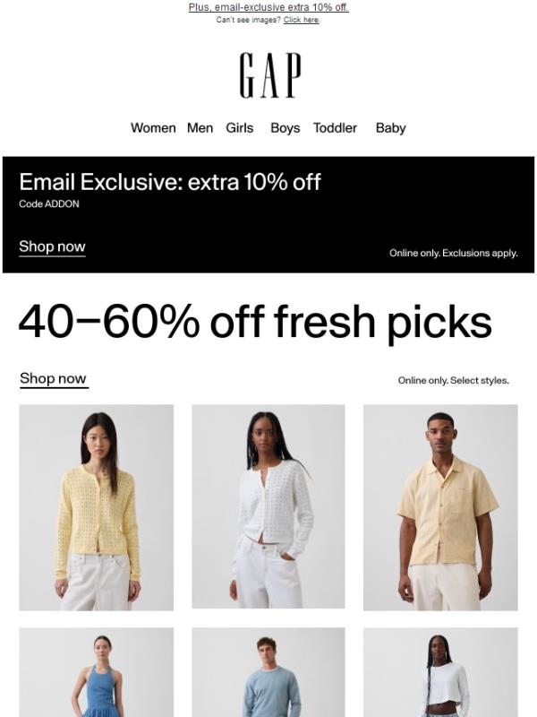 Just in: 40–60% off your next favorite look