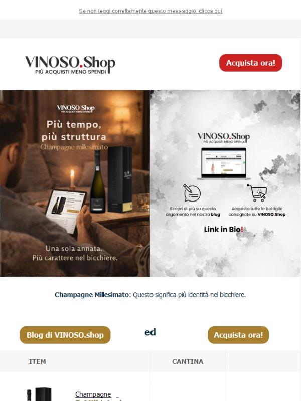💫 VINOSO | Champagne Millesimato: Questo significa più identità nel bicchiere.
