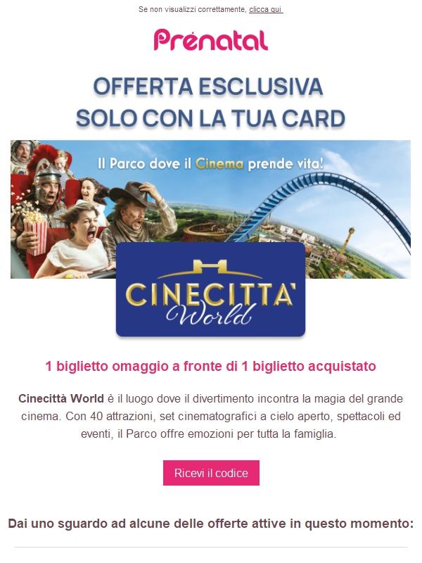 Cinecittà World, solo con la tua card 1 biglietto omaggio!
