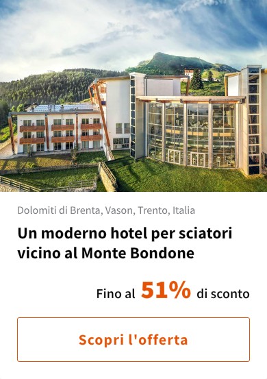 Un moderno hotel per sciatori vicino al Monte Bondone