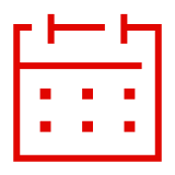 Icona rossa raffigurante un calendario per la pianificazione