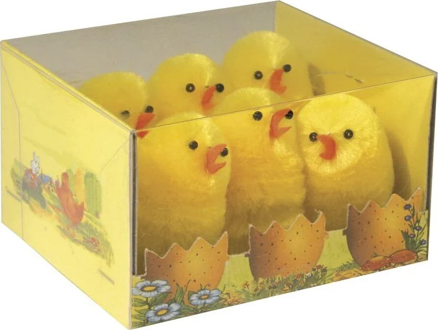 RAYHER - 6 PEZZI - PULCINI DECORATIVI IN CINIGLIA E SETA 5CM