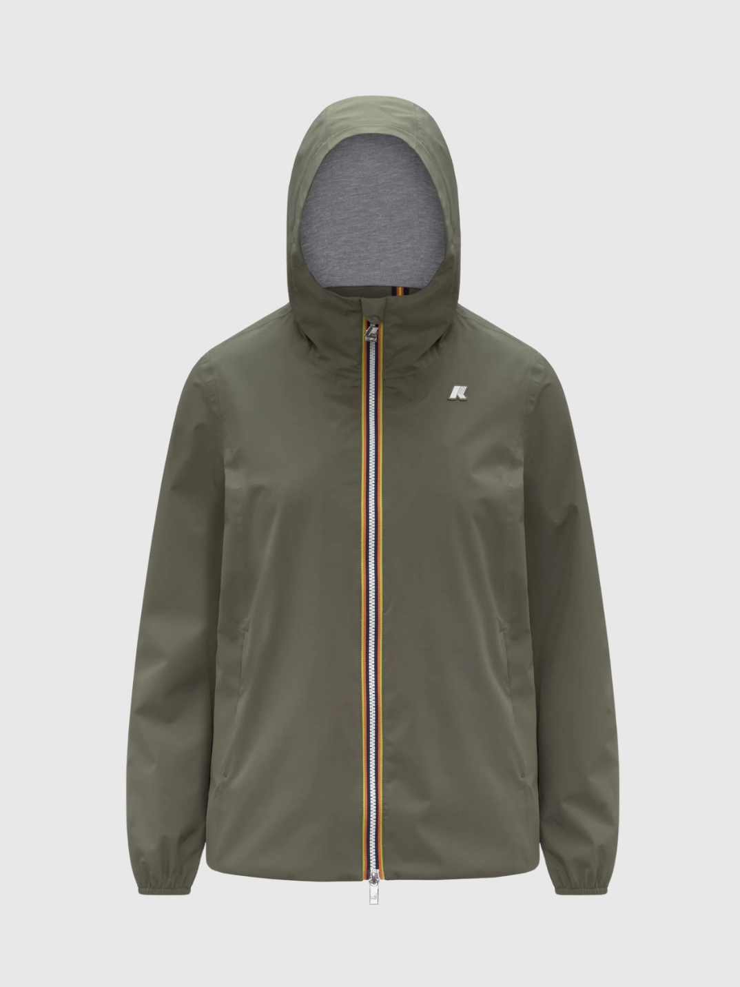 an image of a blue jacket with a hood and a zipper