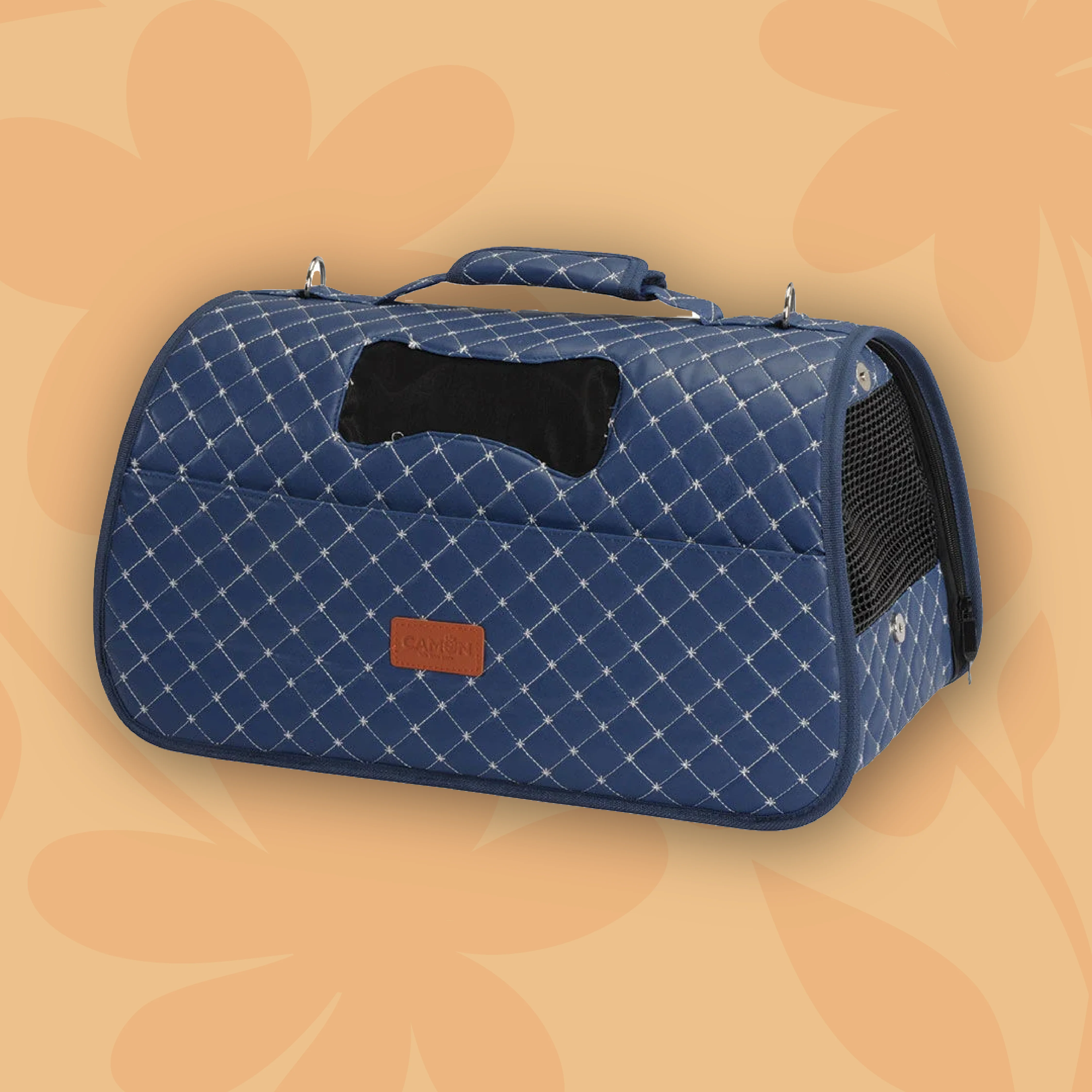 Image of Camon Borsa trasportino trapuntata "Rombo" Blu 50x27x27 cm