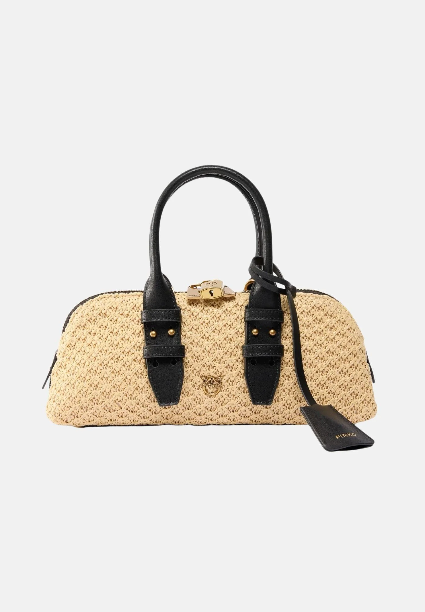 Image of PINKO Borsa a mano Escape Bag Horizontal beige e nera da donna