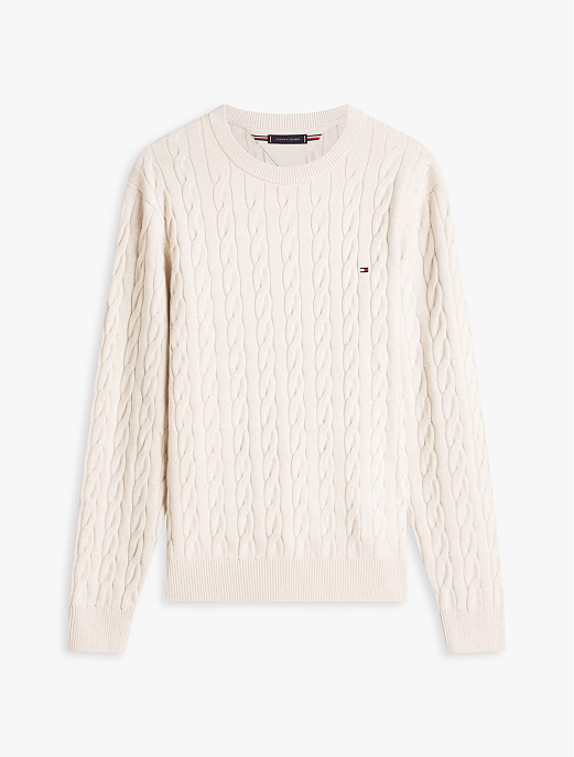 Pullover in maglia intrecciata con bandierina