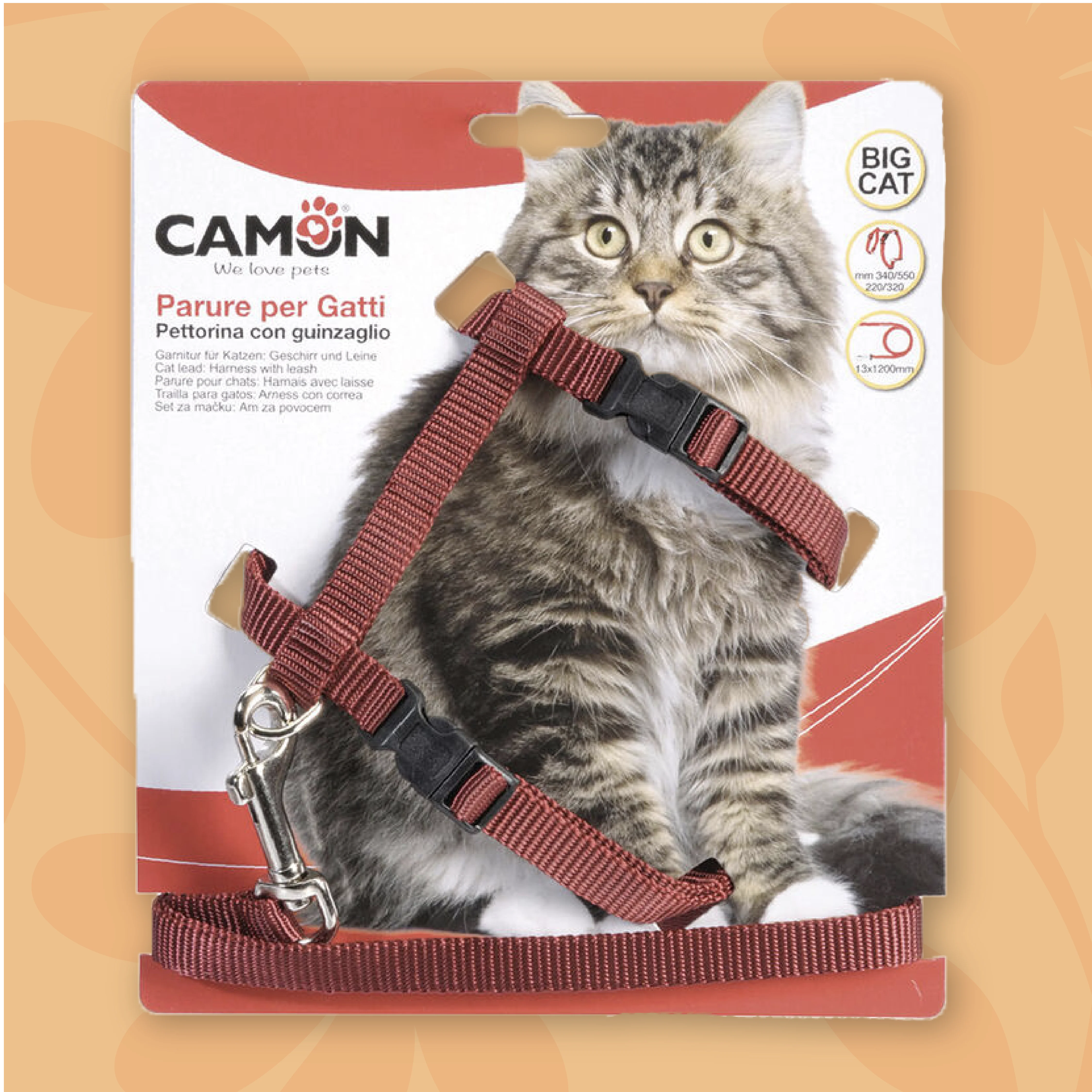 Image of Camon Parure pettorina con guinzaglio per gatti di grossa taglia