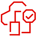 Icona rossa raffigurante l'accesso al cloud privato