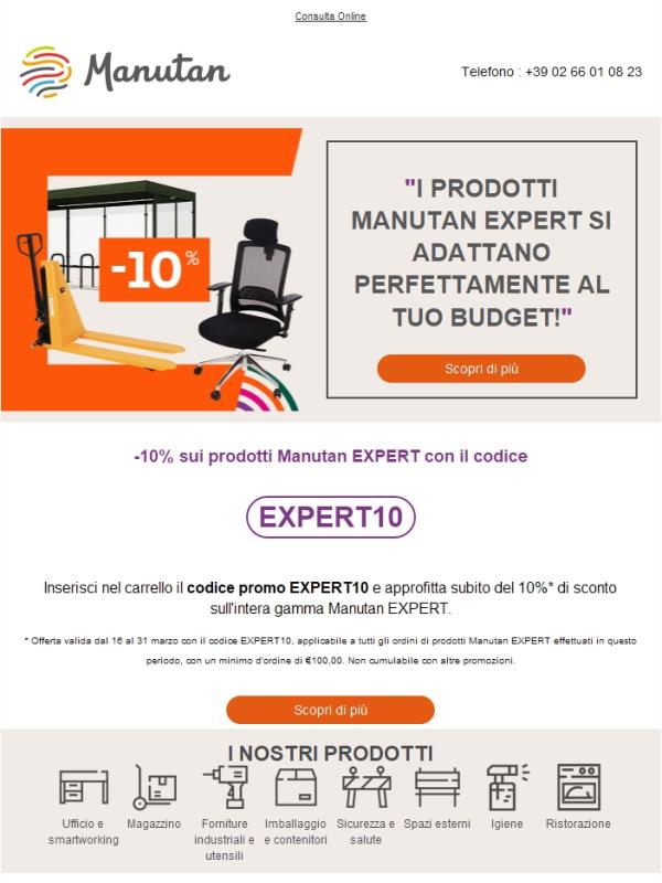 -10% su tutti i prodotti Manutan EXPERT 🛍️
