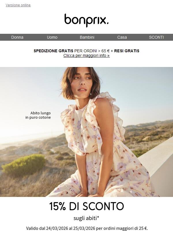 15% di sconto sugli abiti 🤍