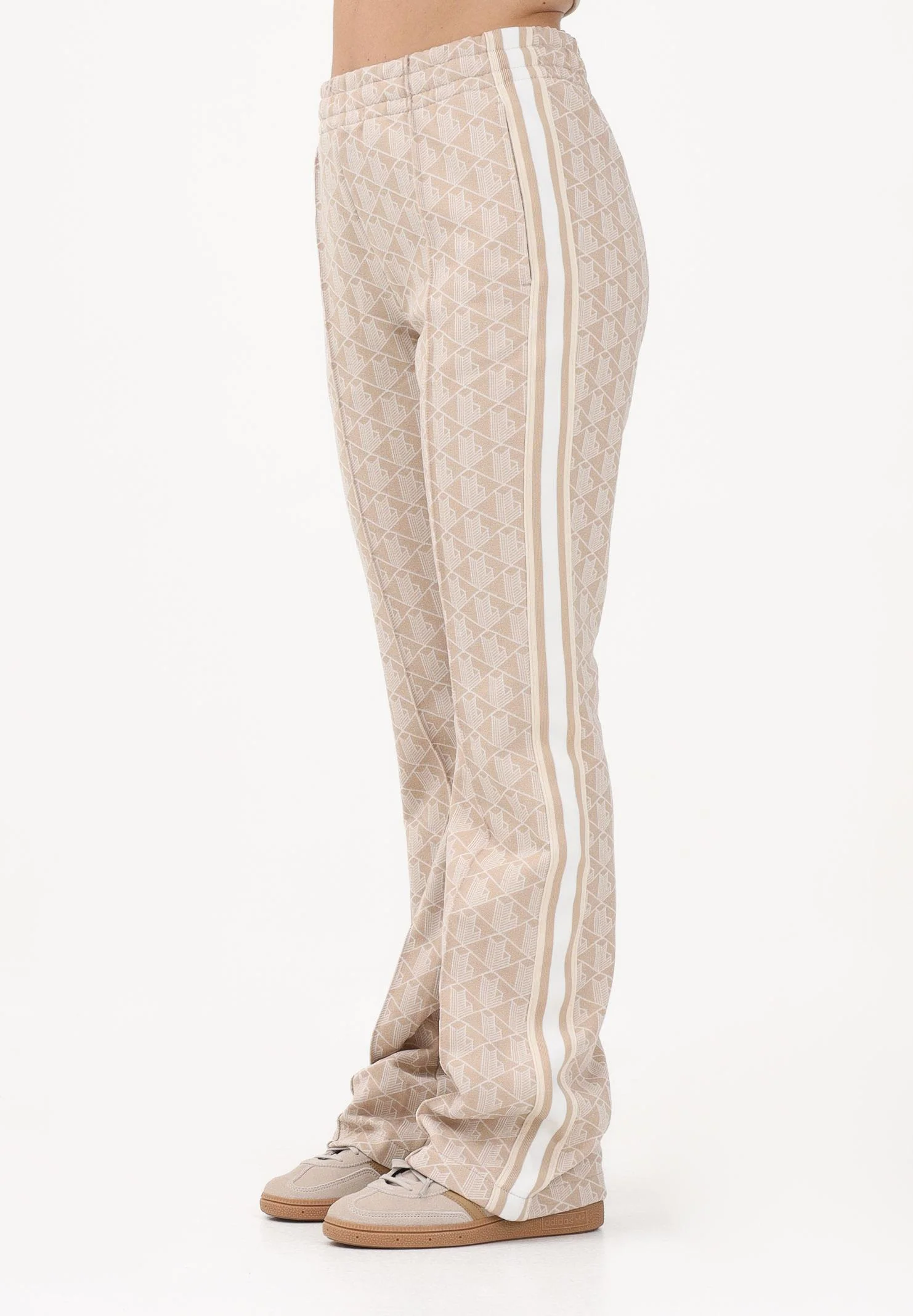 Image of LACOSTE Pantalone sportivo beige da donna con motivo monogram